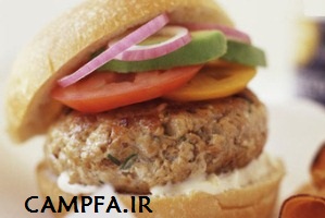 برگر مرغ رژیمی، غذایی برای جلوگیری از اضافه وزن www.campfa.ir